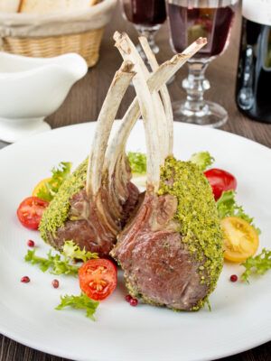 Garlic and Herb Crusted Roasted Rack of Lamb