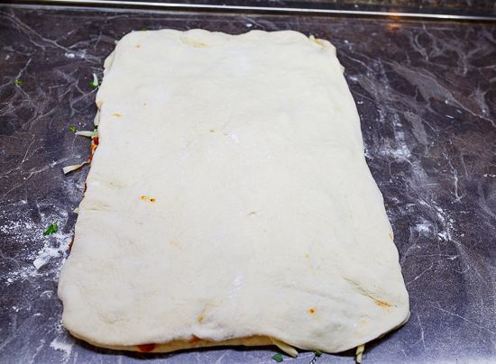 Cover with dough
