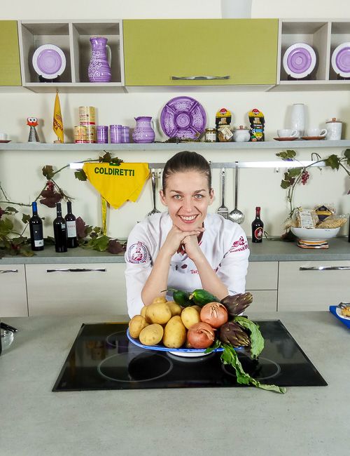 Tatyana Nazaruk takes part in the shooting of a cooking show for Sardinian TV, Italy