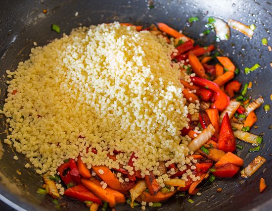 Combine couscous and vegetables