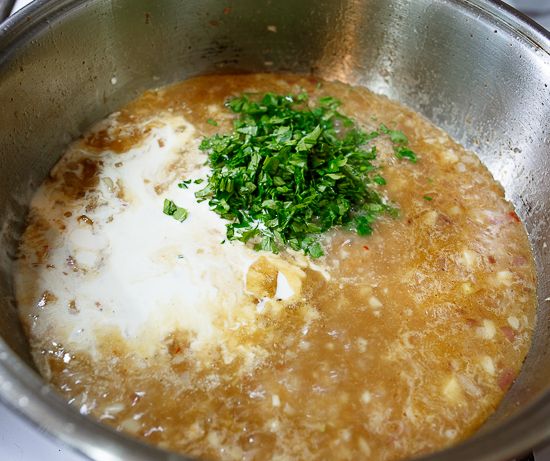 Add cream and parsley