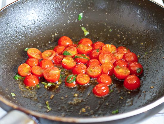 Saute the tomatoes