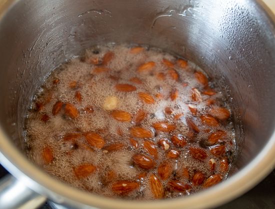 Cook the almonds