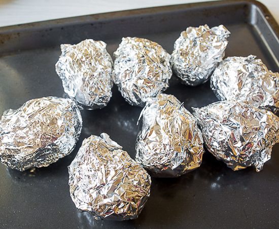 Wrap the potatoes