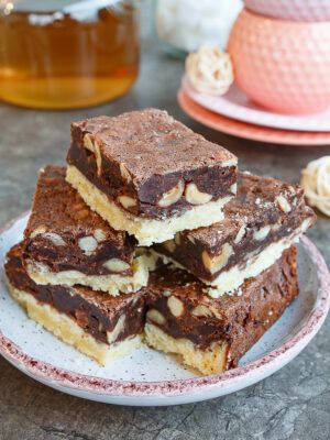 Two-Layer Fudgy Hazelnut & Shortbread Brownies
