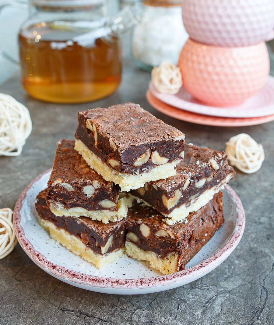Two-Layer Fudgy Hazelnut & Shortbread Brownies