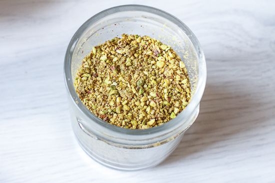 Grind the pistachios