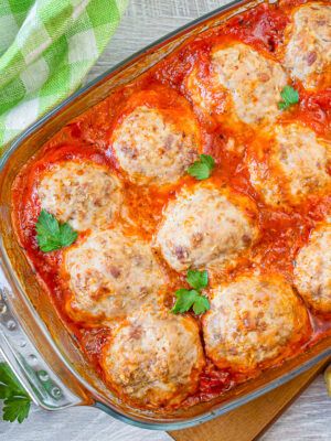 Turkey Meatballs Baked in Tomato Sauce