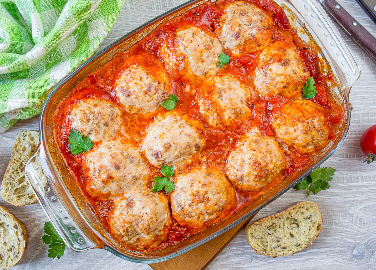 Turkey Meatballs Baked in Tomato Sauce