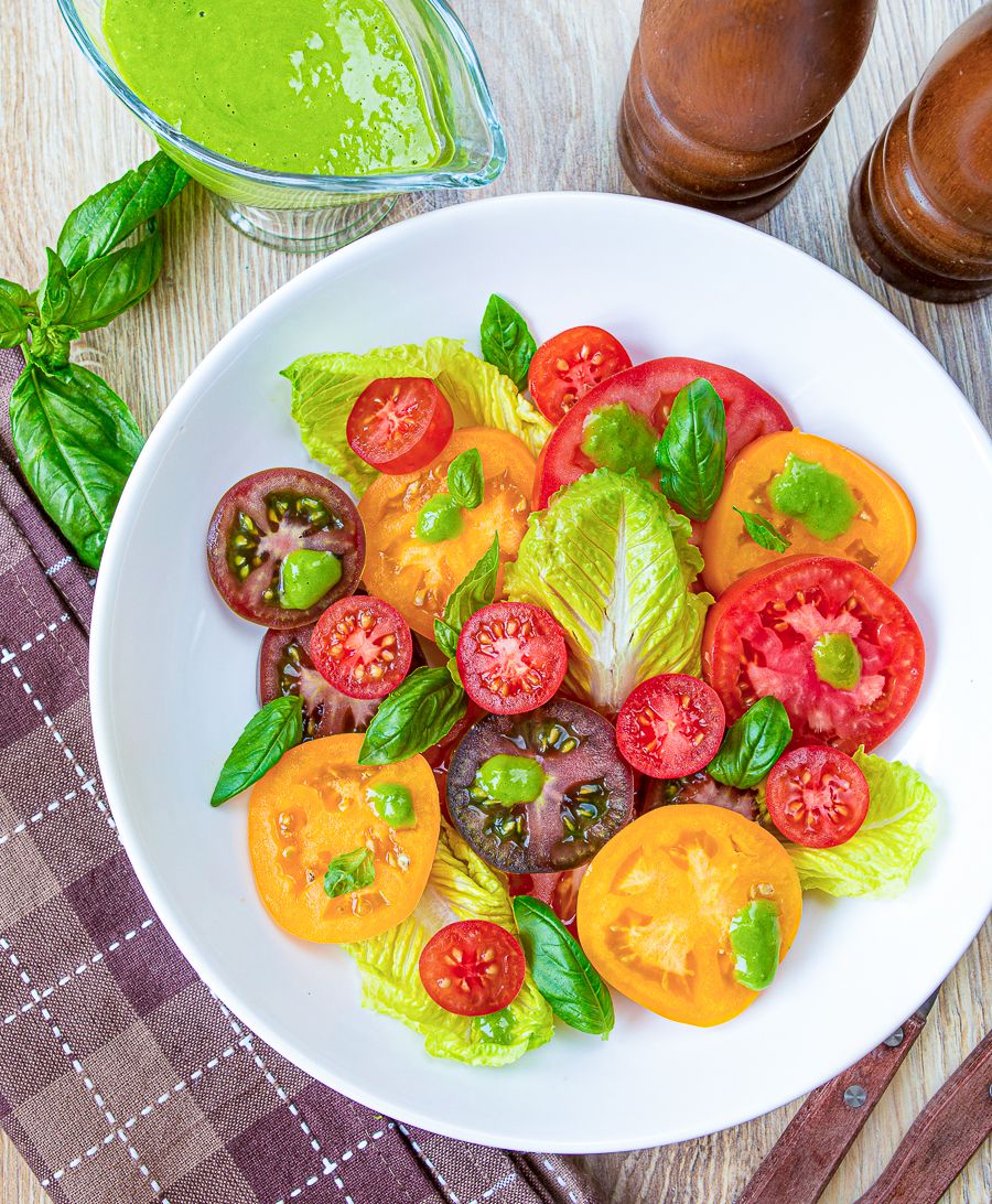 Heirloom Tomato Salad with Basil Vinaigrette
