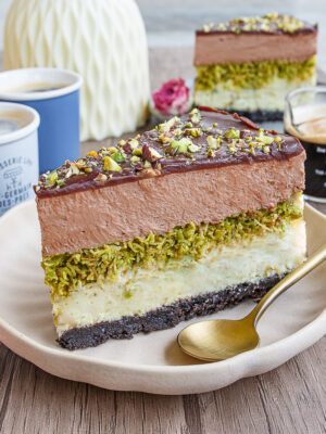 Chocolate and Pistachio Dubai Cheesecake