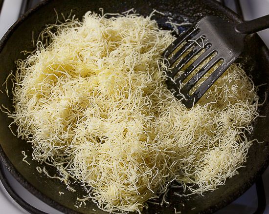 Fry the kataifi dough