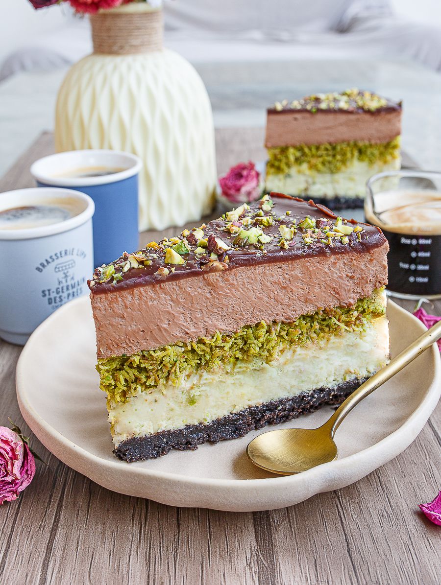 Chocolate and Pistachio Dubai Cheesecake
