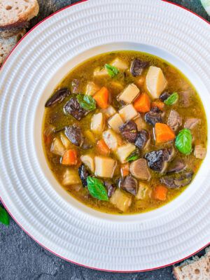 Hearty Mushroom Soup with Seasonal Root Vegetables