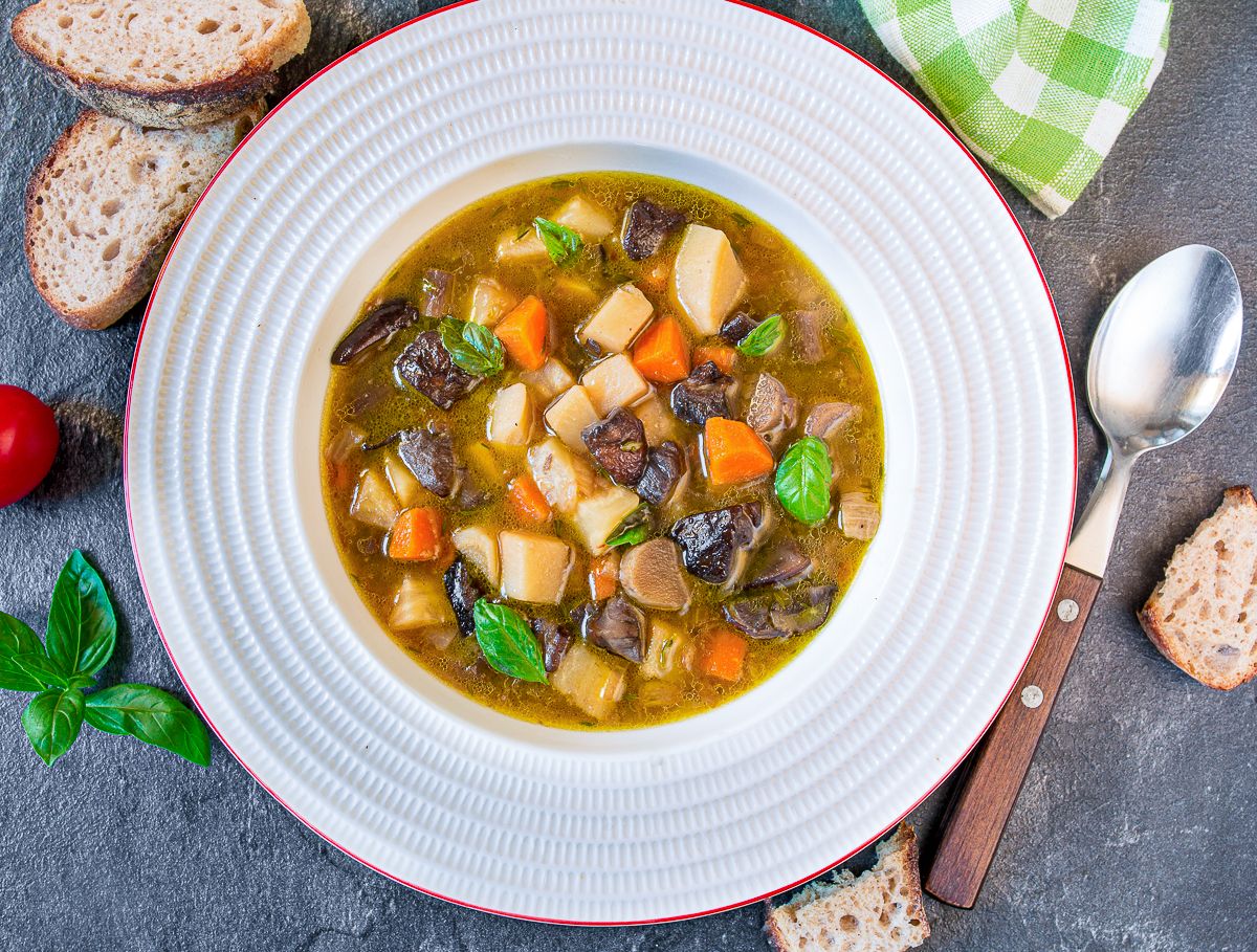Hearty Mushroom Soup with Seasonal Root Vegetables