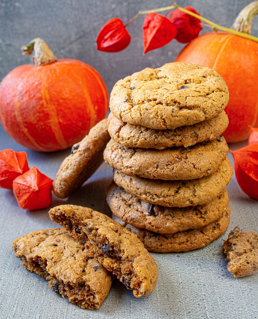 Pumpkin Chocolate Chip and Nut Cookies