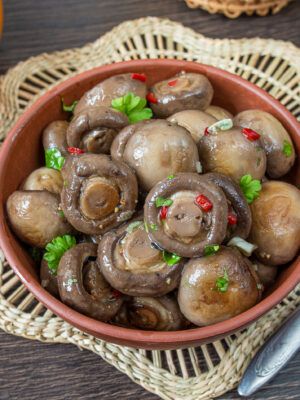 Easy Pickled Mushrooms with Honey