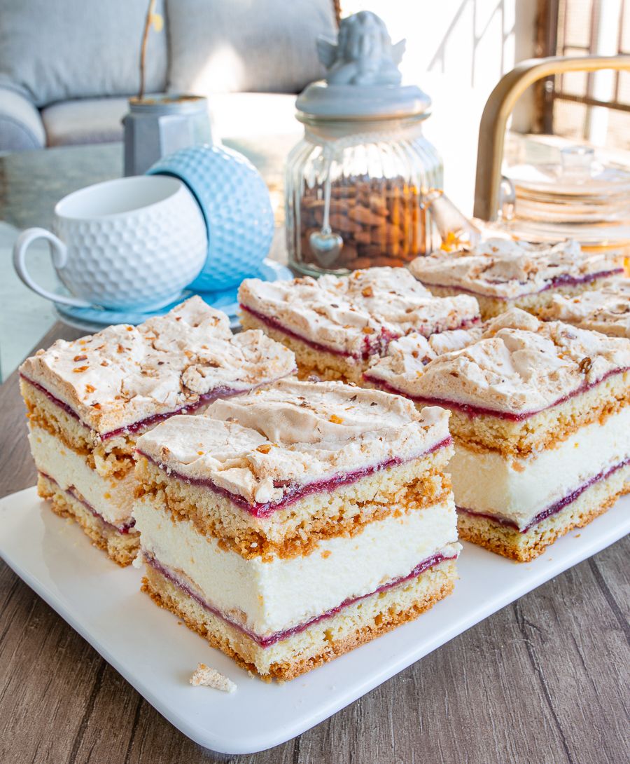 Polish “Pani Walewska” Cake with Raspberry and Walnut