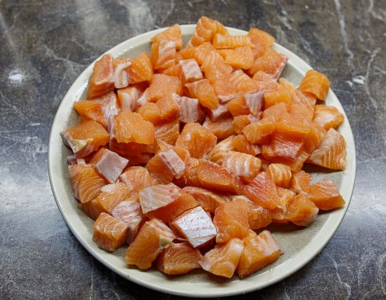 Cube the salmon