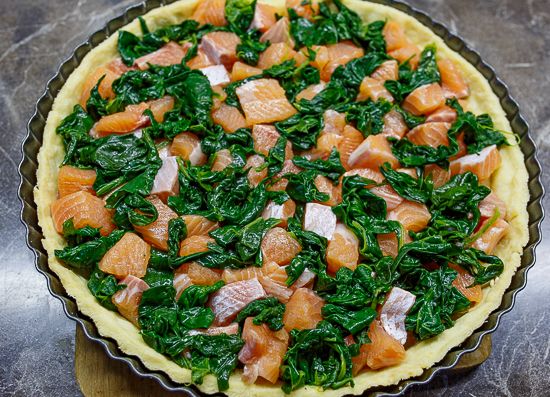 Add salmon and spinach