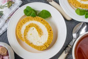 Pumpkin Swiss Roll with Cream Cheese Filling