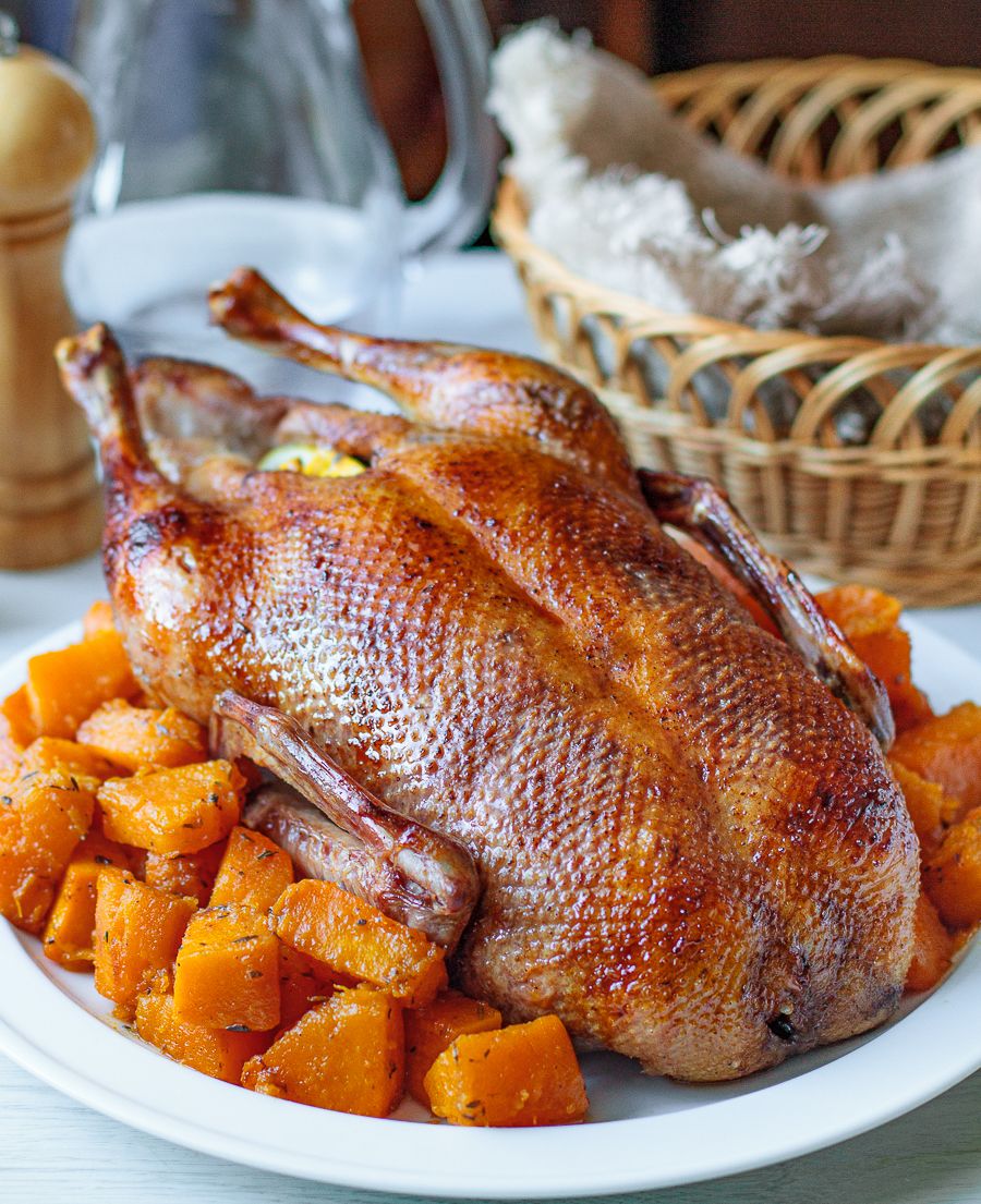 Teriyaki-Glazed Roast Duck with Lemon and Kabocha Squash