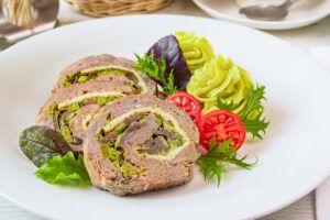 Broccoli, Mushroom, and Omelet Swirl Meatloaf