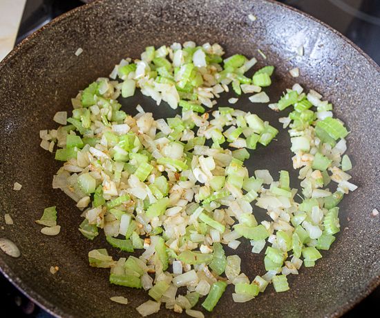 Saute onions and celery