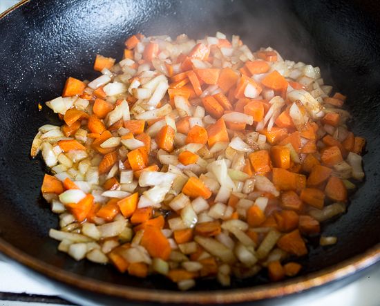Saute carrot and onion
