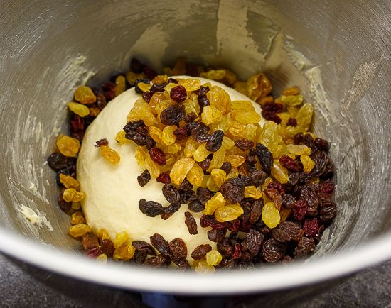 Add the dried fruit.