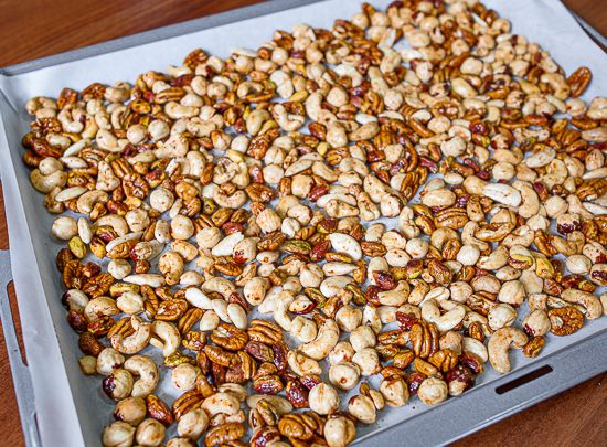 Spread the nuts on a baking sheet