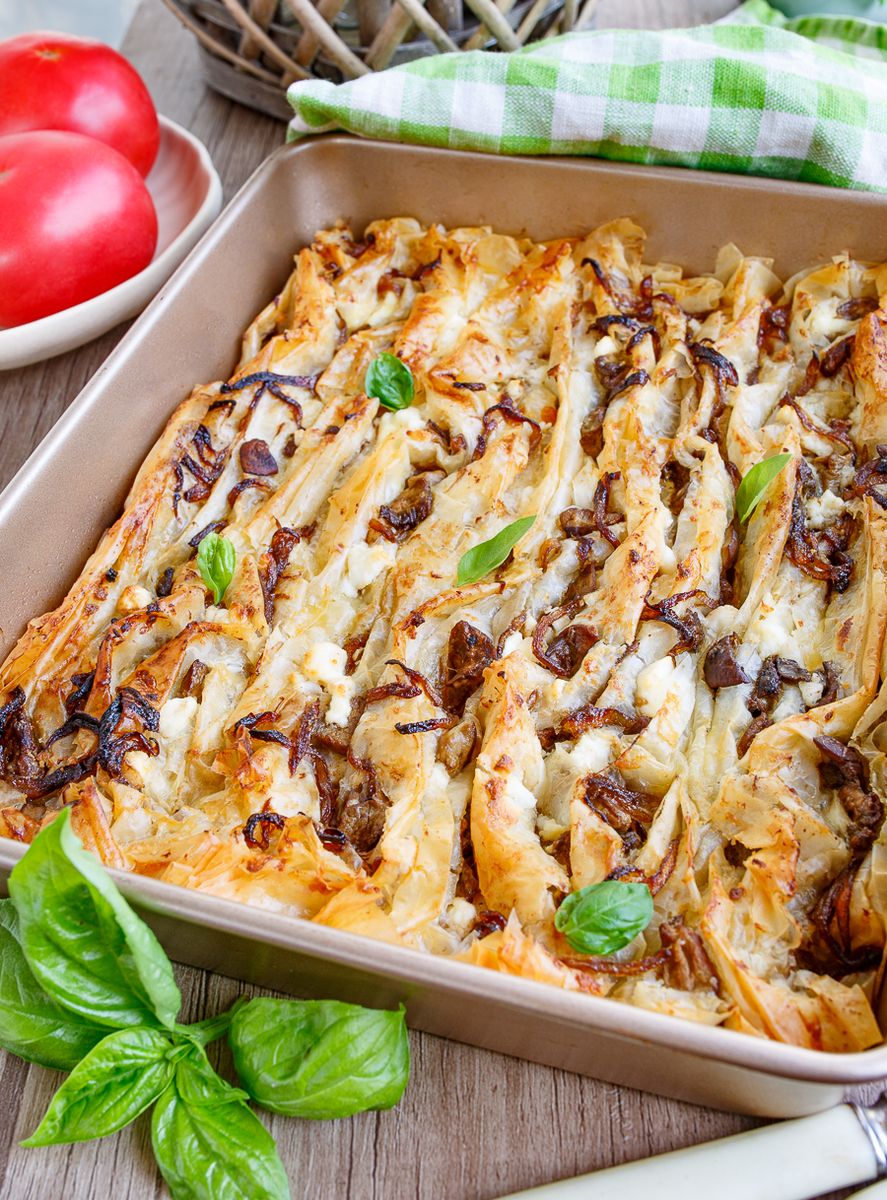 Mushroom and Feta Phyllo Crinkle Pie