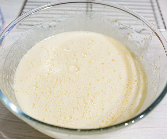 Beat eggs with sugar