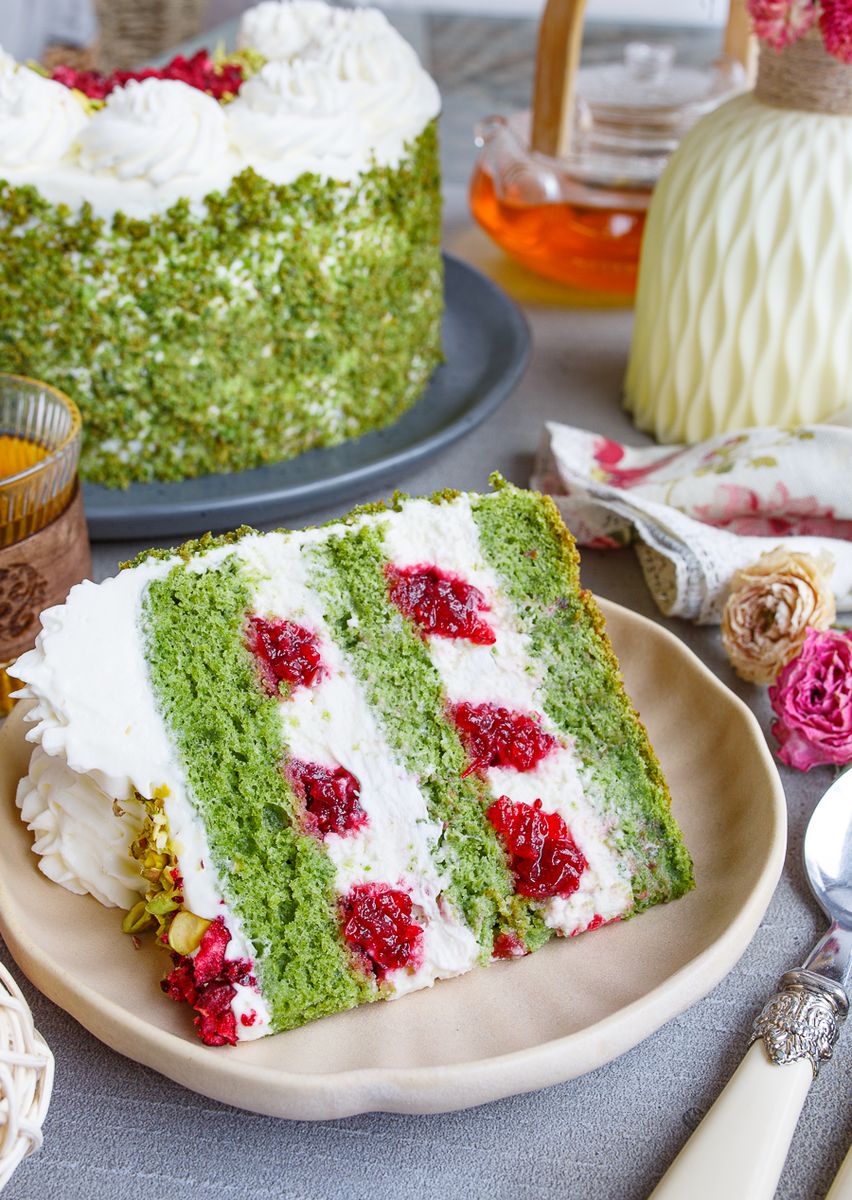 Emerald Spinach Cake with Cranberries