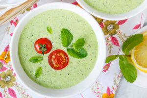 Chilled Cucumber, Zucchini, and Mint Soup