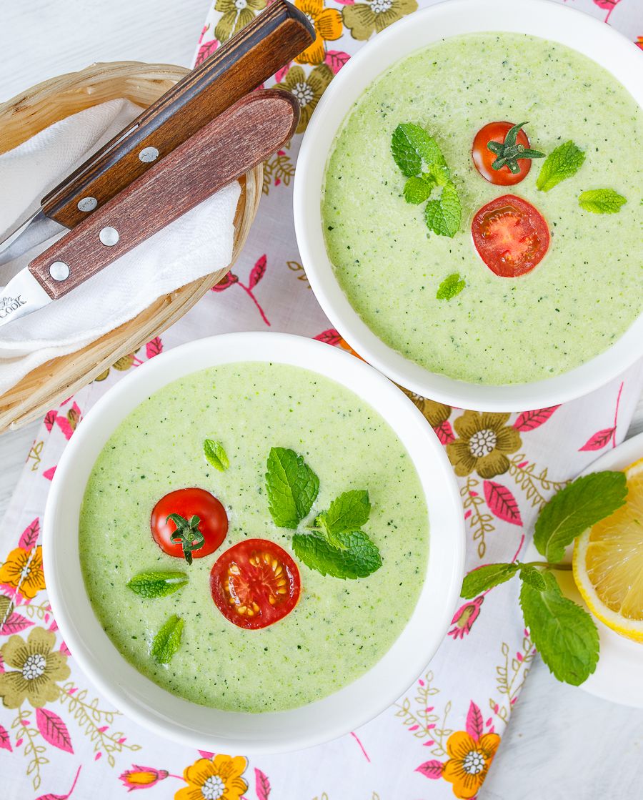 Chilled Cucumber, Zucchini, and Mint Soup