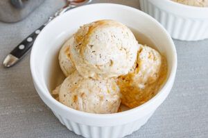 Homemade Coffee Ice Cream with Salted Caramel Swirl