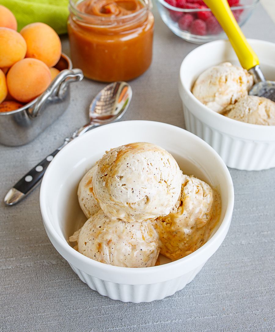 Homemade Coffee Ice Cream with Salted Caramel Swirl