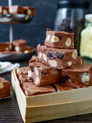 Chocolate Nougat with Hazelnuts and Cherries