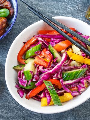 Colorful Vegetable Salad with Sesame Dressing