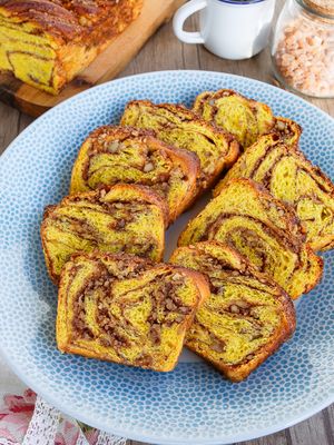 Pumpkin Babka with Walnuts and Cinnamon
