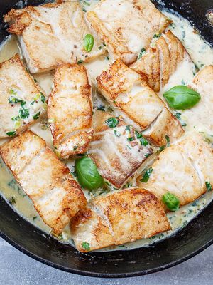 Pan Fried Cod in Creamy Mustard Sauce