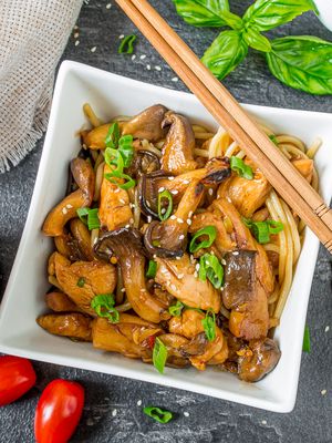 Sweet and Sour Chicken with Oyster Mushrooms