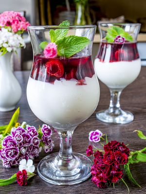 Cherry Jelly & Sour Cream Panna Cotta